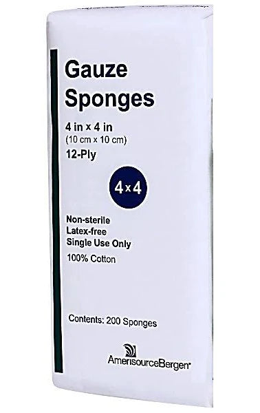 GAUZE SPONGES 4IN X 4IN 12-PLY (200 PER PACK)